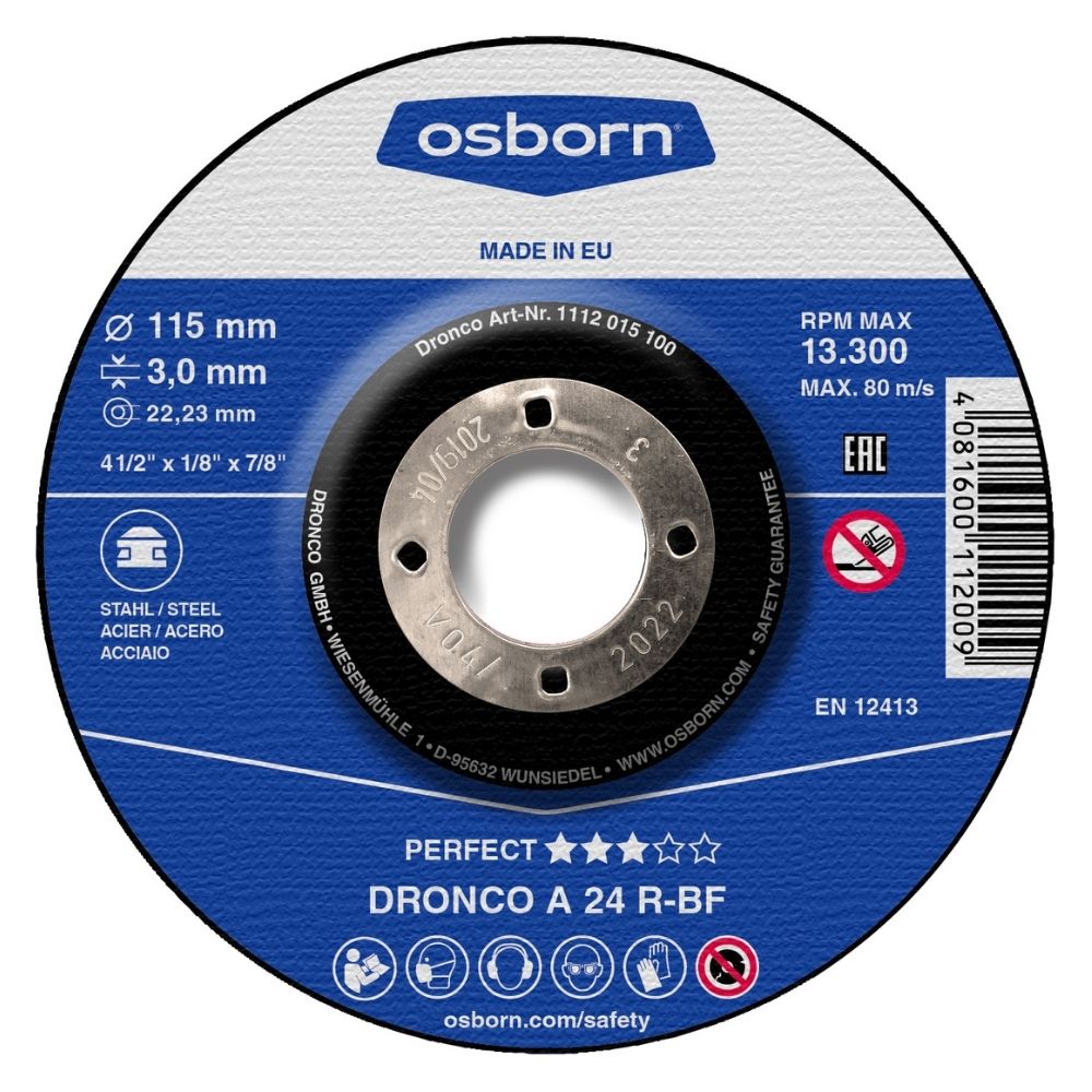 Disque à Tronçonner Déporté 115x3x22.2 A24R Perfect