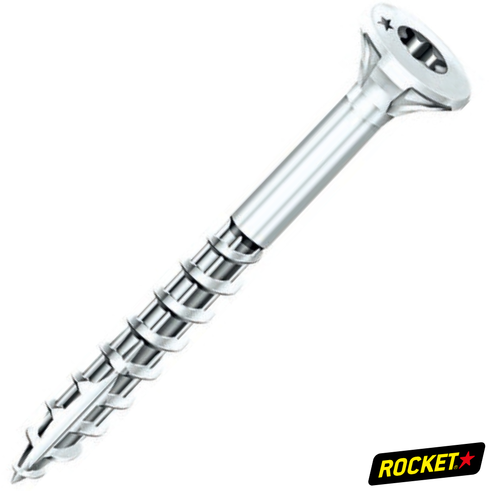 VBA Rocket Tête Fraisée Torx Acier Zingué Blanc Filetage Partiel