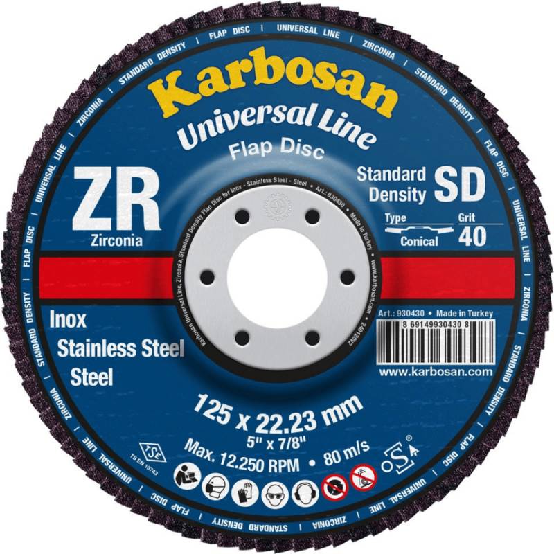 Disque à Lamelles Bombé D125 G40 Zirconium KARBOSAN