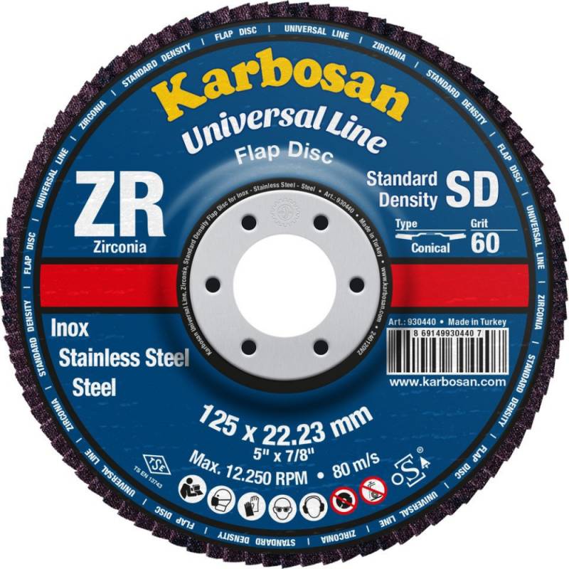 Disque à Lamelles Bombé D125 G60 Zirconium KARBOSAN