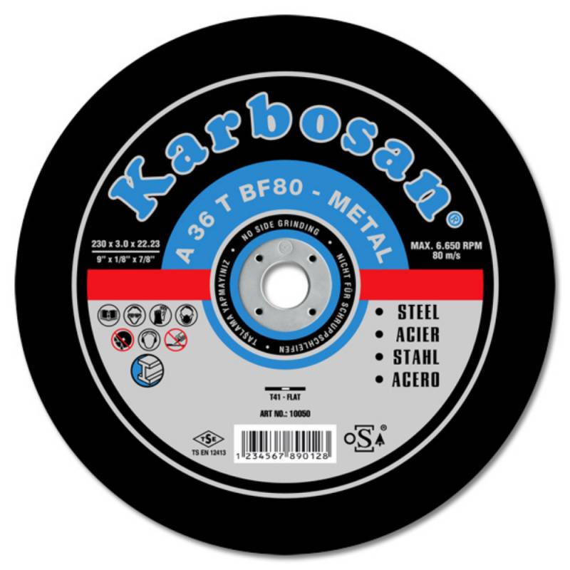 Disque à Tronçonner Déporté 115X3.0X22.2 A36T Acier KARBOSAN