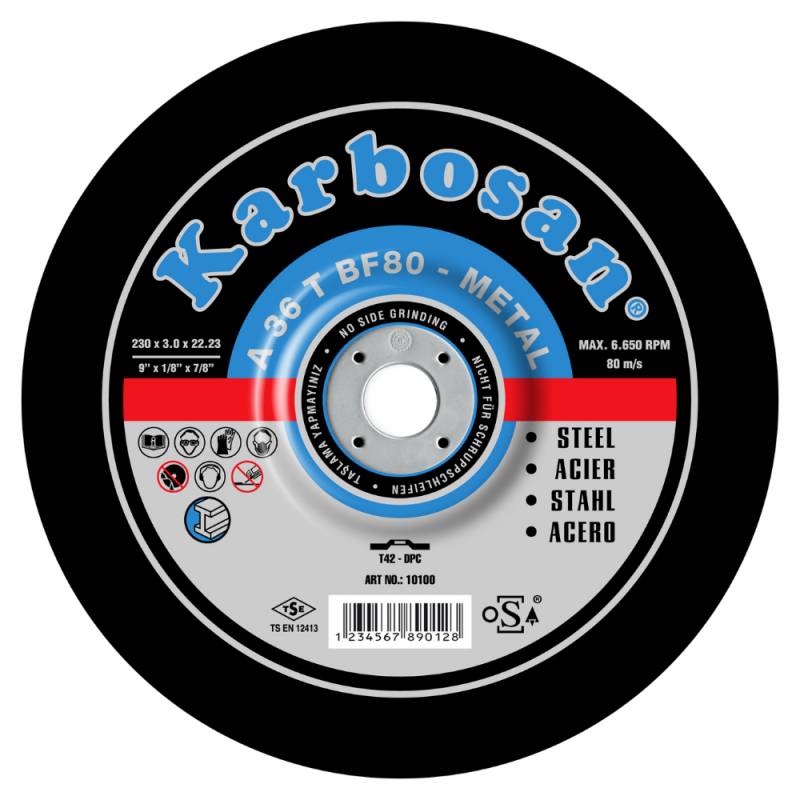 Disque à Tronçonner Déporté 230X3.0X22.2 A36T Acier KARBOSAN