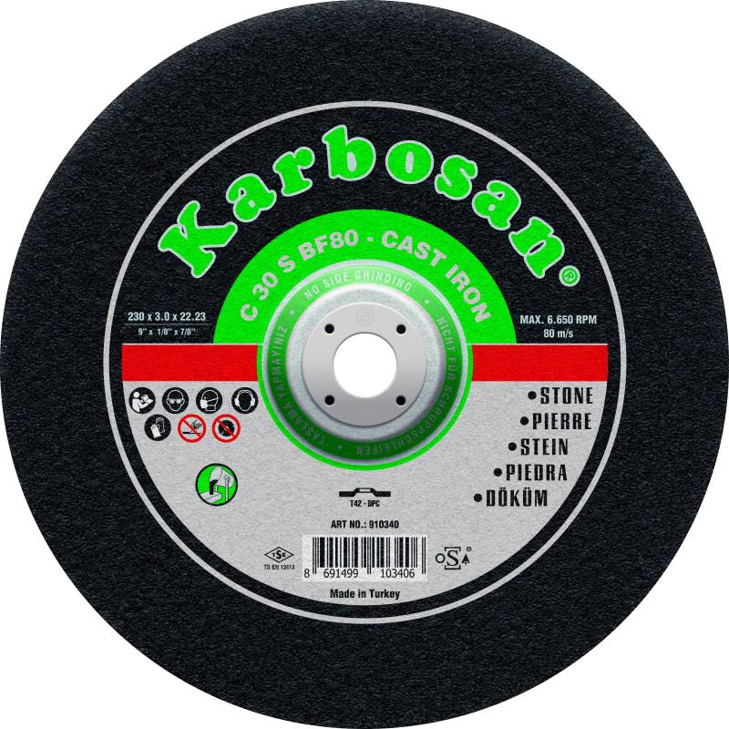 Disque à Tronçonner Déporté 230X3.0X22.23 Carbure de Silicium KARBOSAN