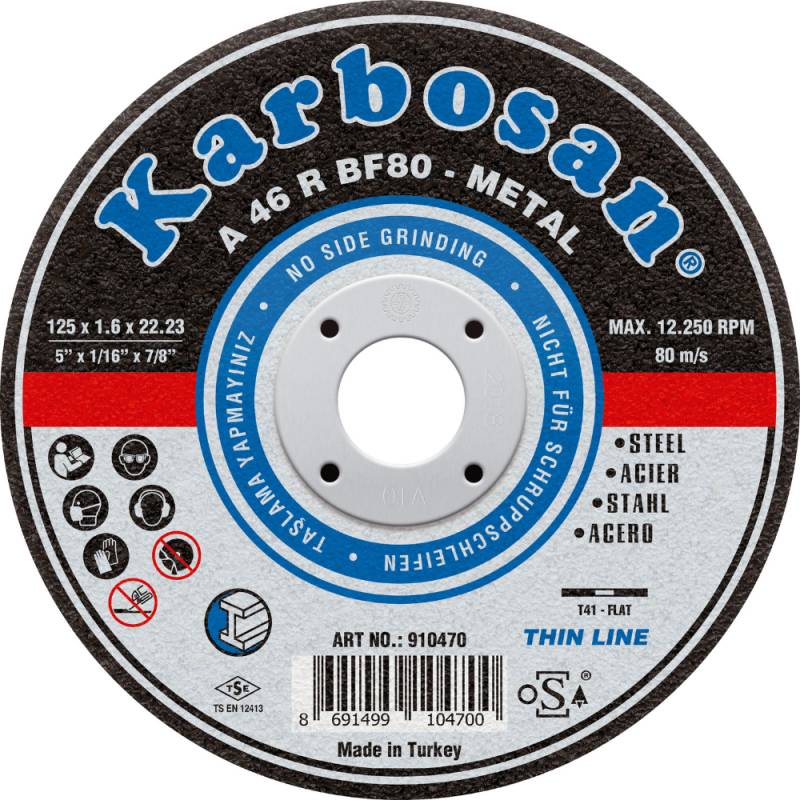 Disque à Tronçonner Plat 125X1.6X22.2 A46R Inox KARBOSAN