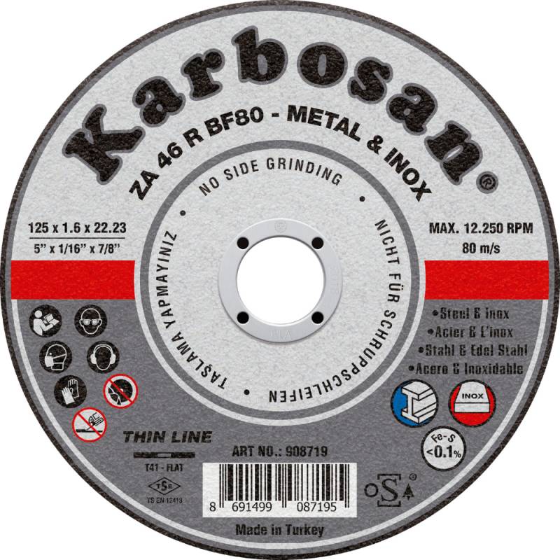 Disque à Tronçonner Plat 125X1.6X22.2 ZA46R Inox KARBOSAN