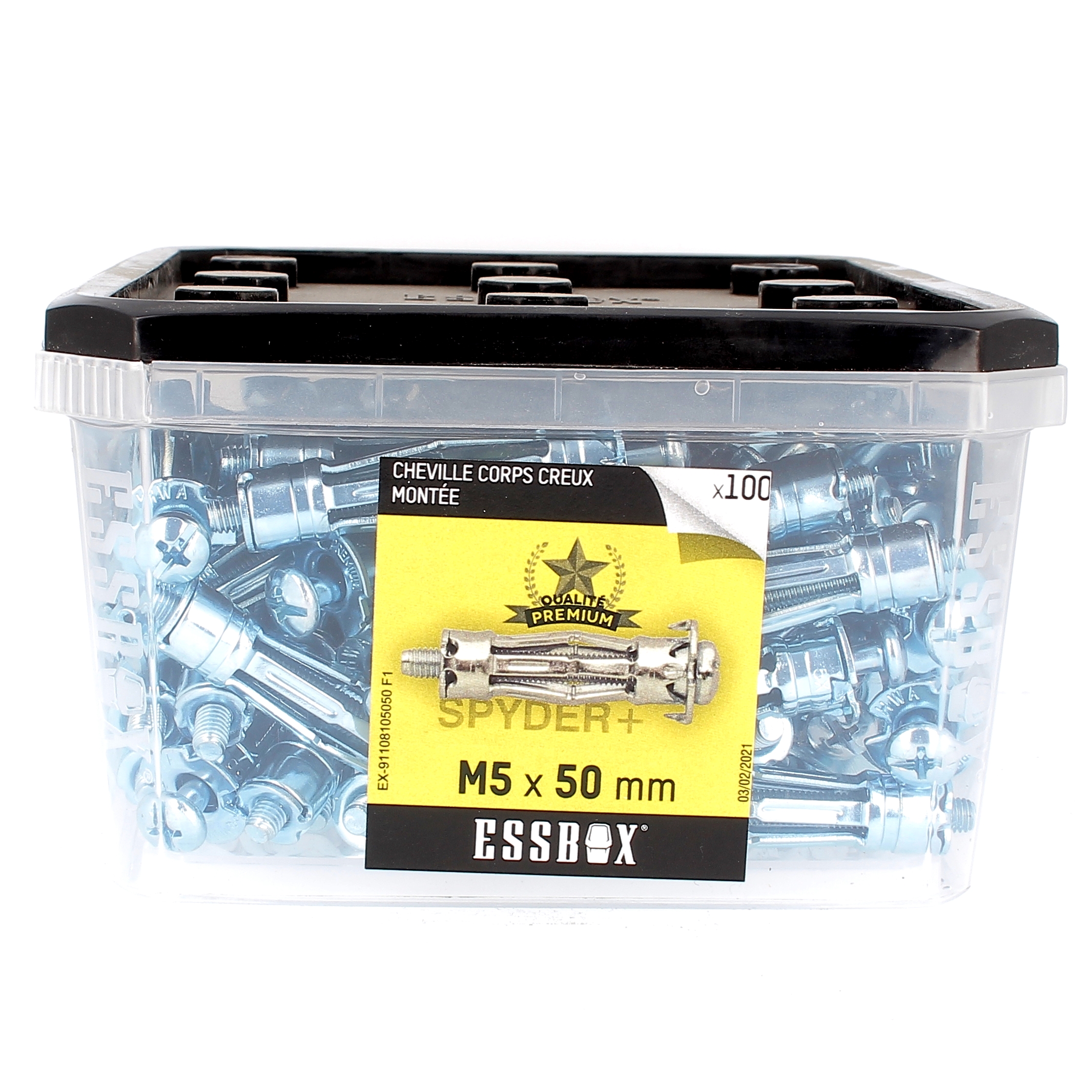 ESSBOX de 100 Chevilles Métalliques à Expansion Qualité Premium 5X50 avec Vis
