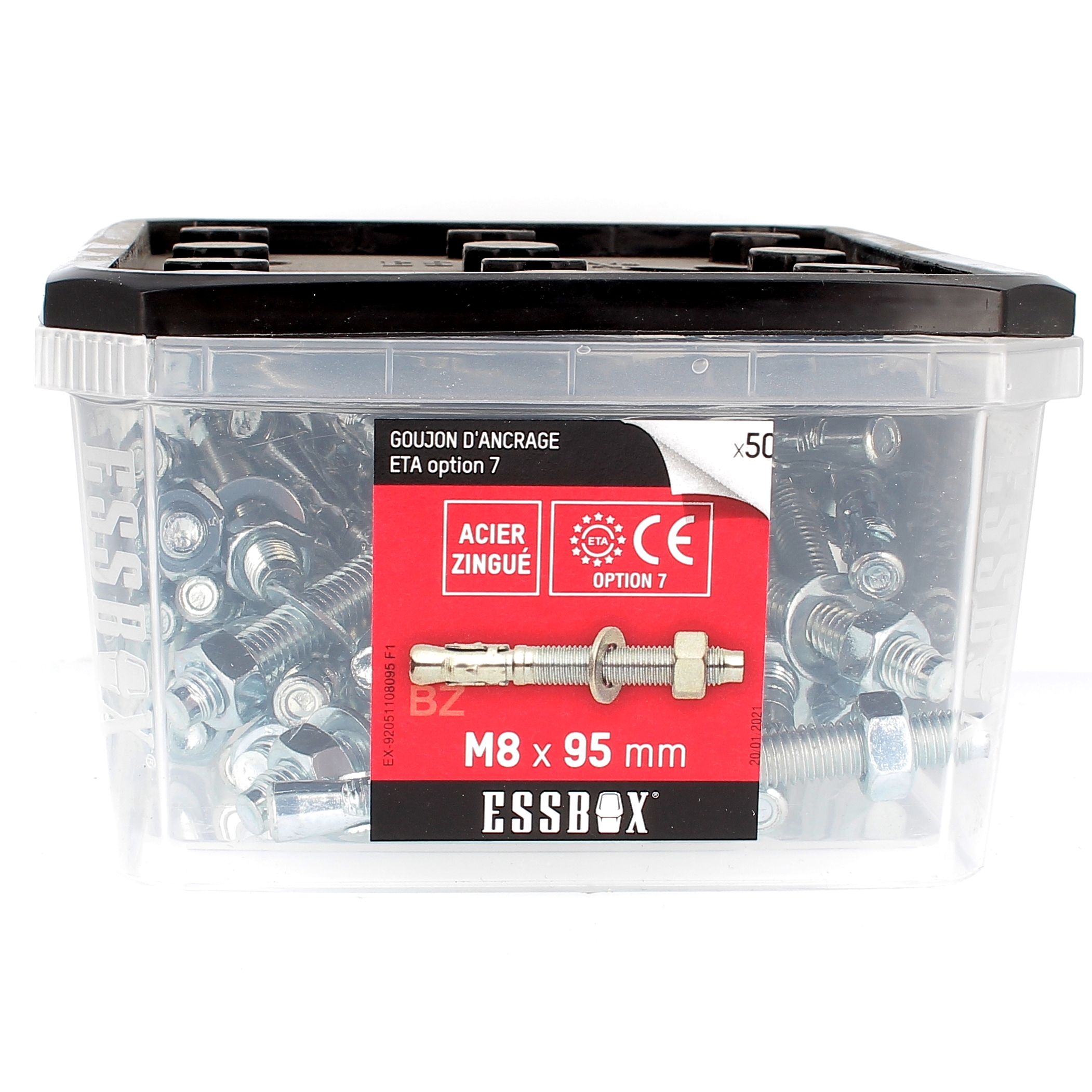 ESSBOX de 50 Goujons d'Ancrage 8X95 Acier