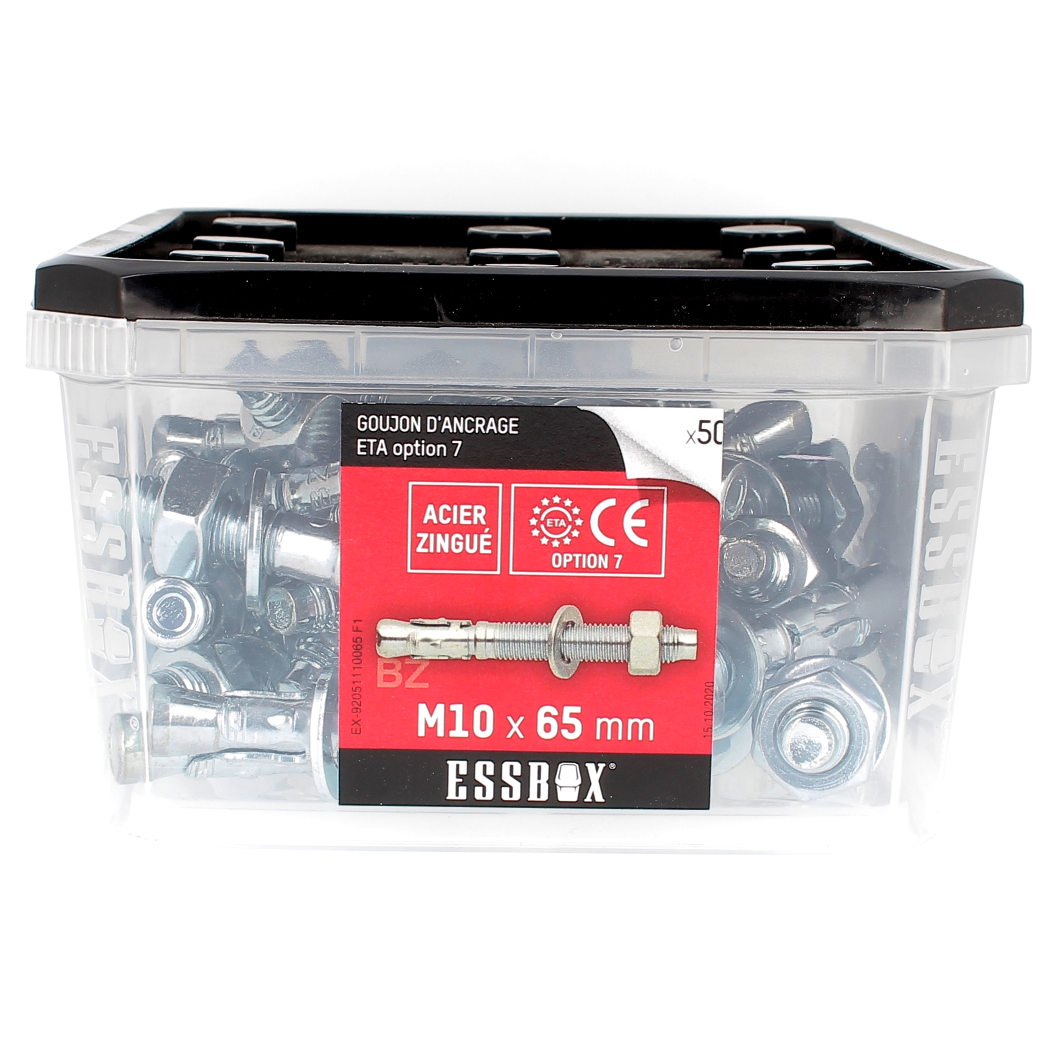 ESSBOX de 50 Goujons d'Ancrage 10X65 Acier