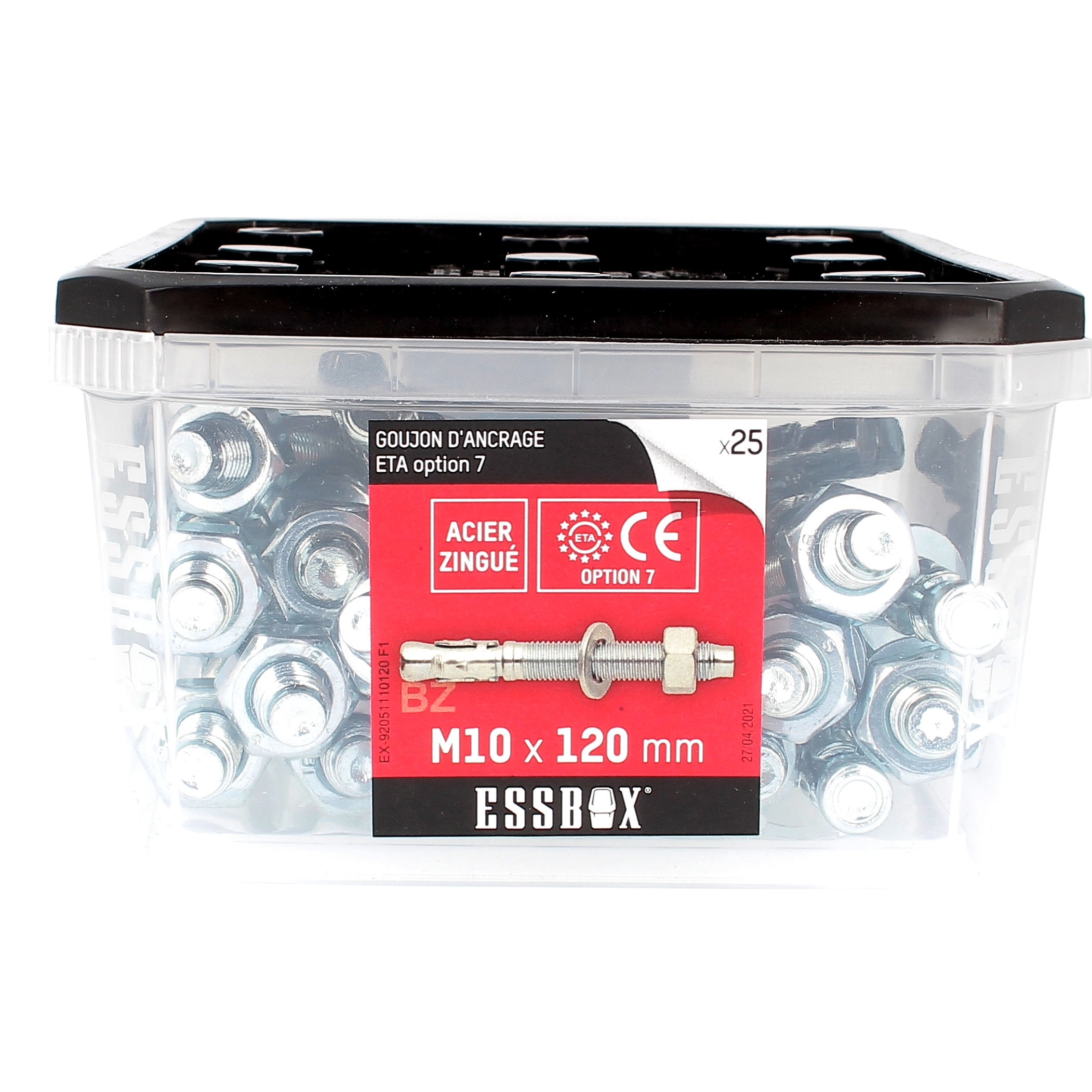 ESSBOX de 25 Goujons d'Ancrage 10X120 Acier