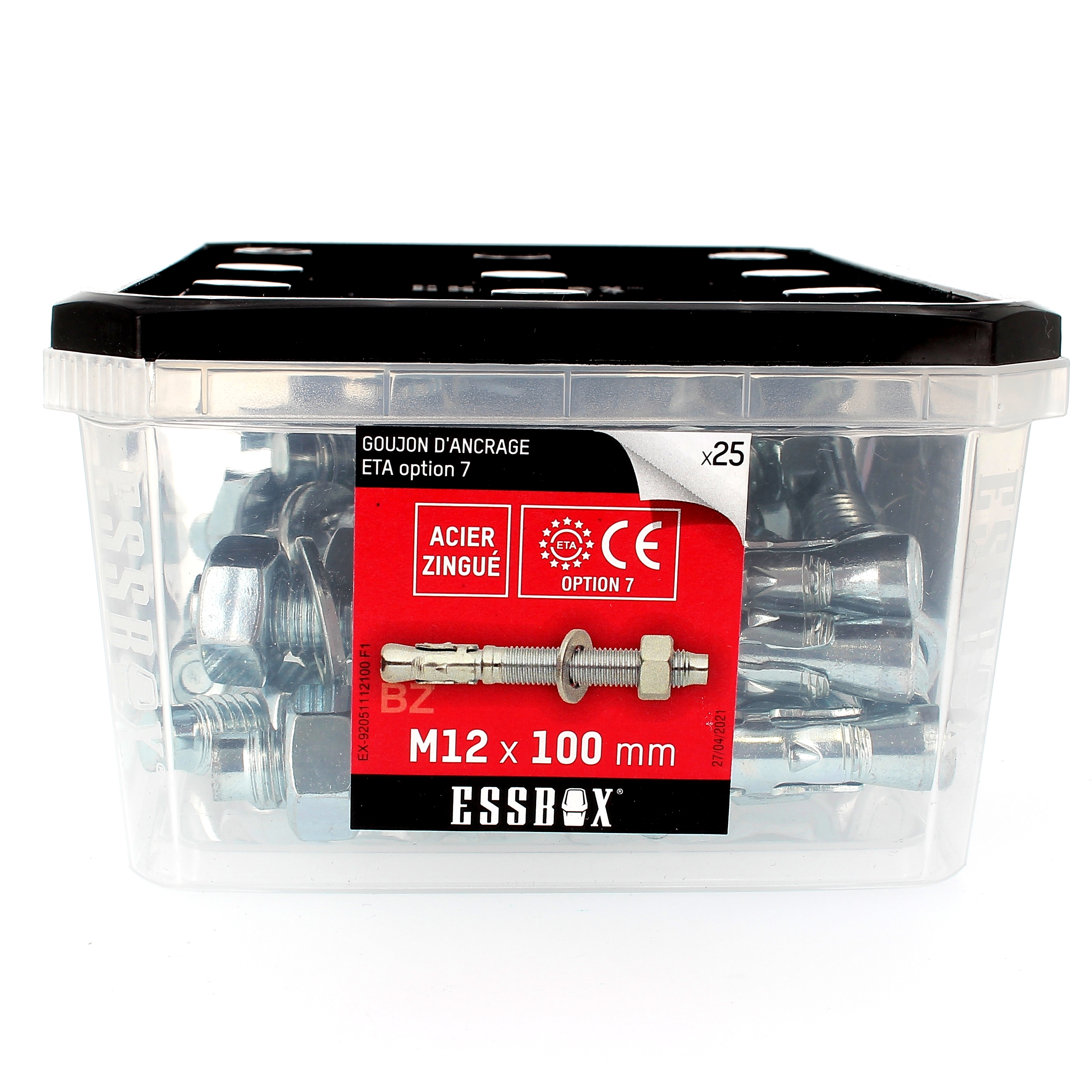 ESSBOX de 25 Goujons d'Ancrage 12X100 Acier