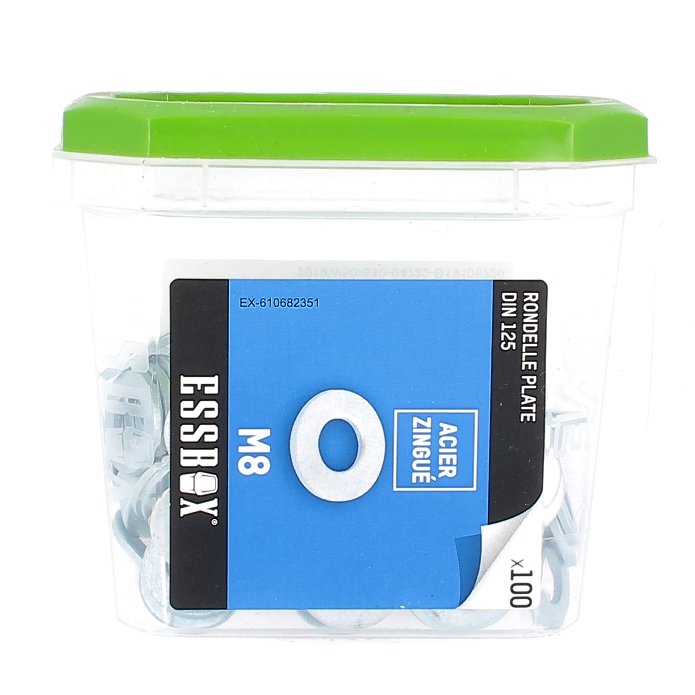 ESSBOX de 100 Rondelles M8 Acier Zingué DIN 125