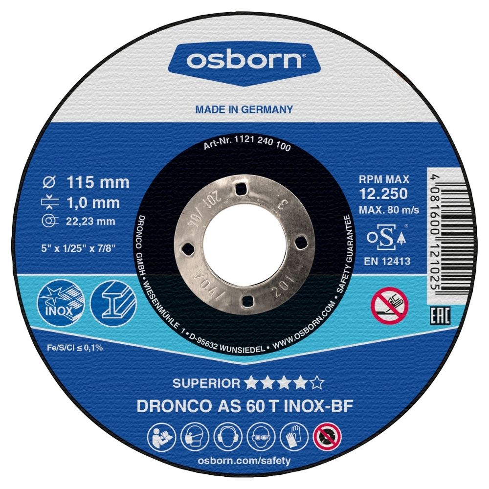 Disque à Tronçonner Plat 115x1x22.2 AS60T Inox