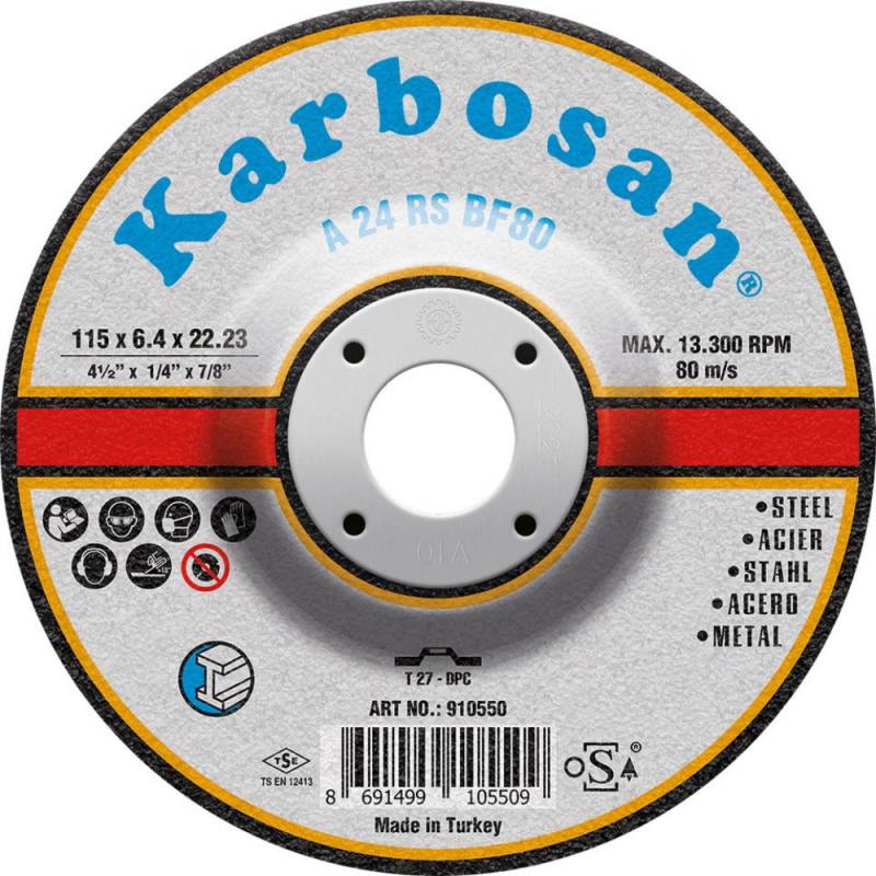 Meule à Ebarber Déporté 115X6.4X22.2 A54R Acier KARBOSAN