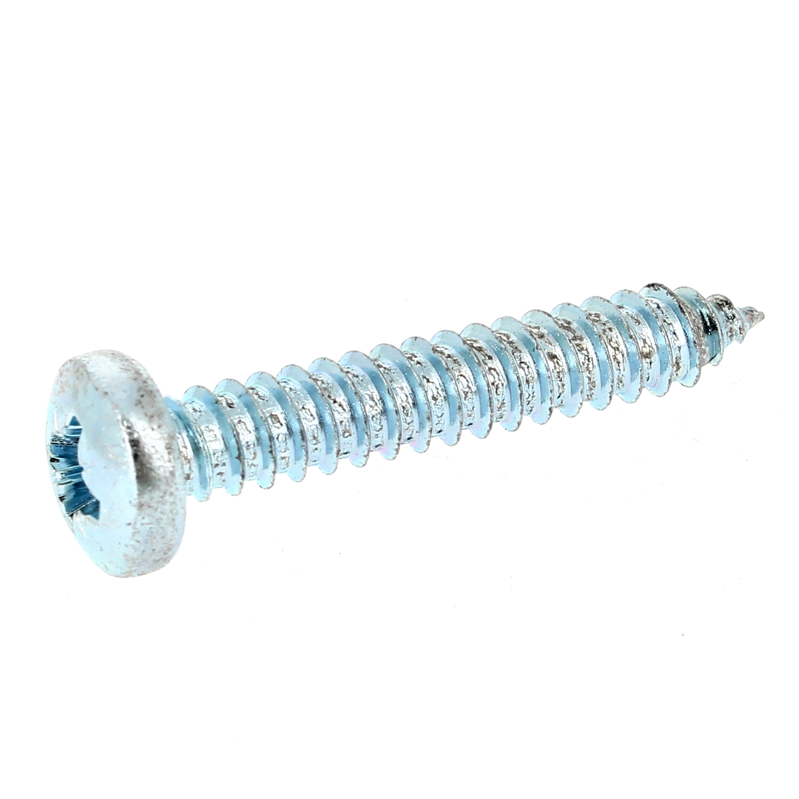 Vis Tôle Tête Cylindrique Bombée Large Pozidriv Acier Zingué Blanc DIN 7981