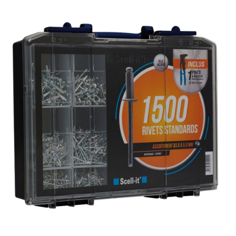 Coffret Scell-it de 1500 Rivets Aveugles Alu/Acier + Pince Pro