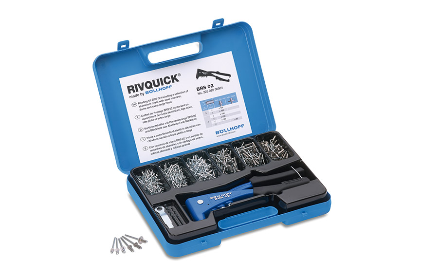 Coffret Bollhoff RIVQUICK de 558 Rivets Alu/Acier + Pince BRS02