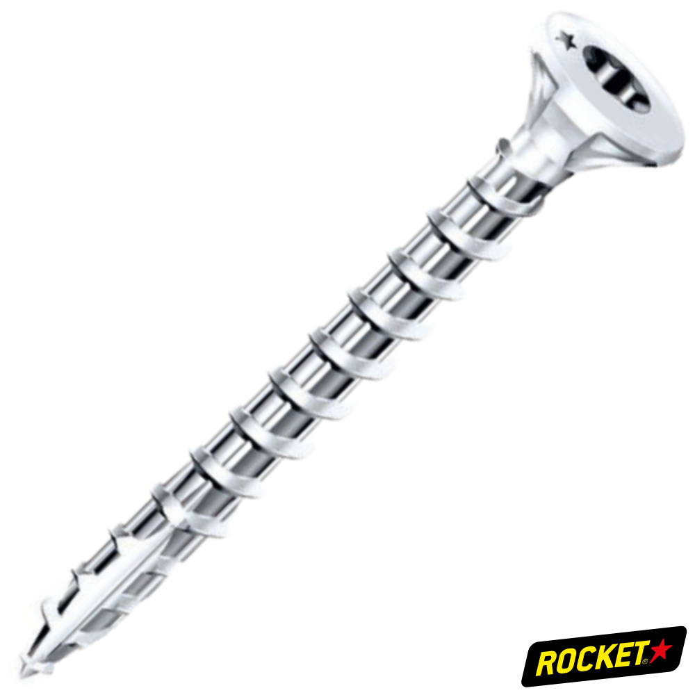 VBA Rocket Tête Fraisée Torx Acier Zingué Blanc Filetage Total