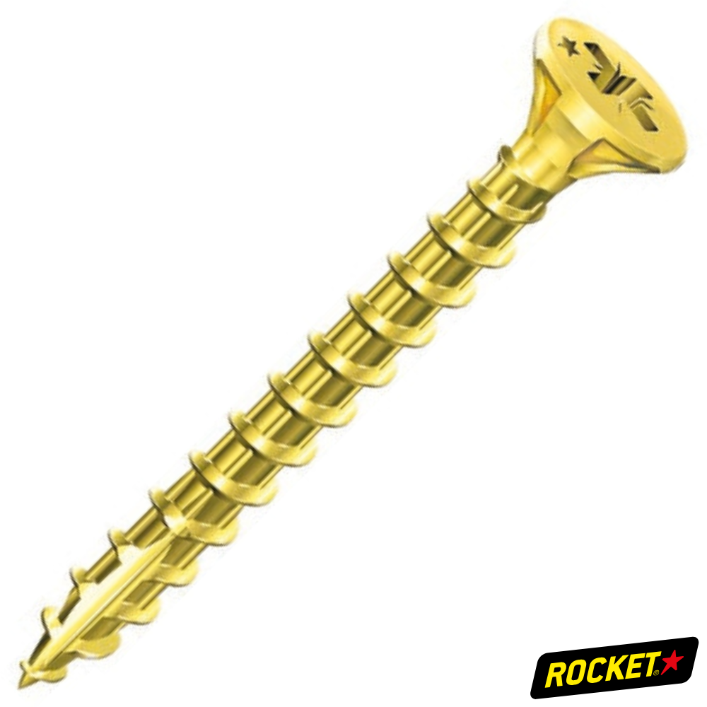 VBA Rocket Tête Fraisée Pozidriv Acier Zingué Bichromaté Filetage Total