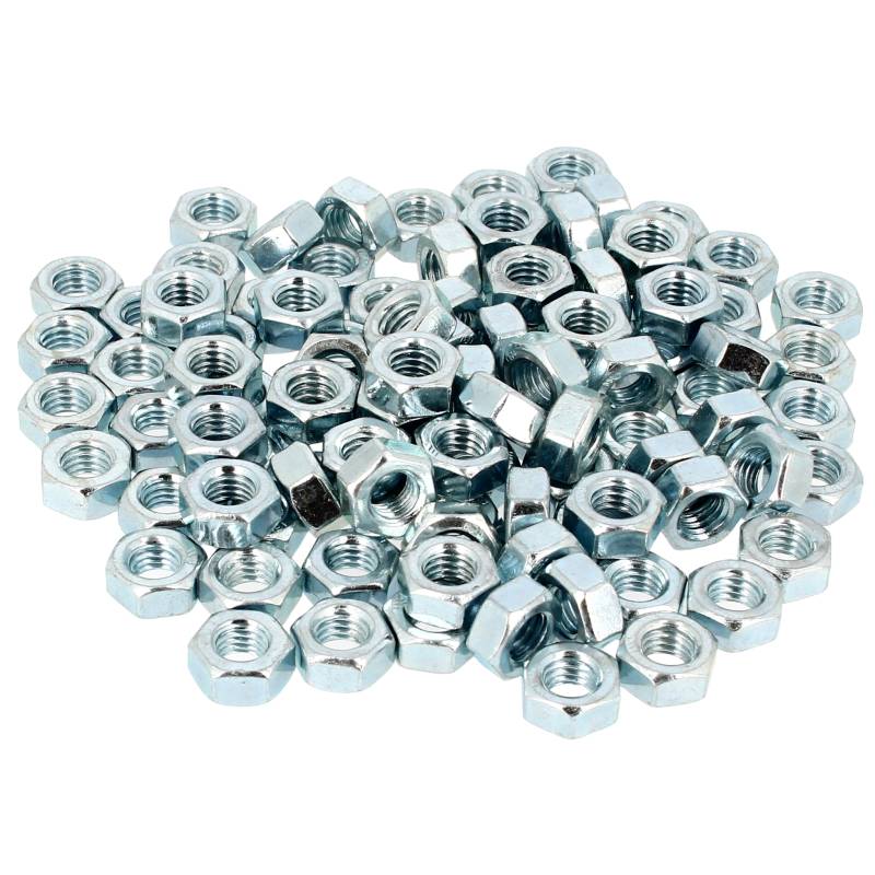 Sachet de 100 Écrous Hu Acier Zingué Blanc DIN 934