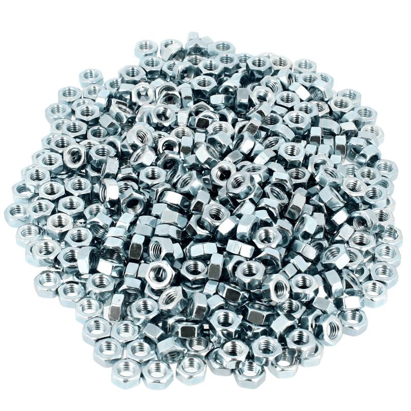 Sachet de 500 Écrous Hu Acier Zingué Blanc DIN 934