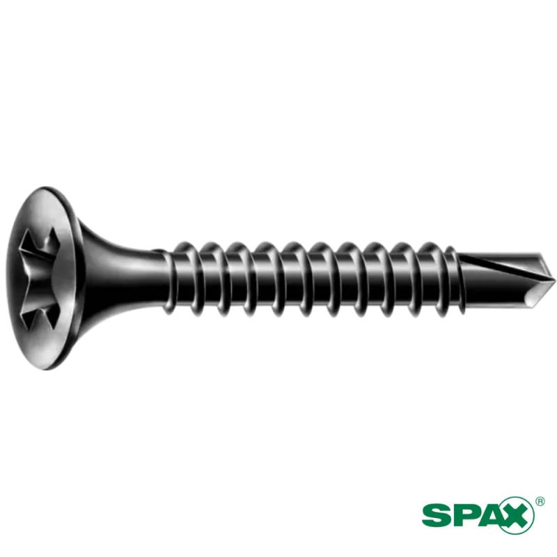 Vis Placo SPAX Tête Trompette Phillips Pointe Foret Acier Phosphaté Noir