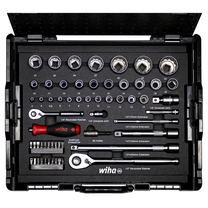 Jeu De Clés à Douilles 108 Pièces Wiltec - Coffret Avec Entraînement 1/2' Et 1/4' - Acier Carbone - Mallette De Transport