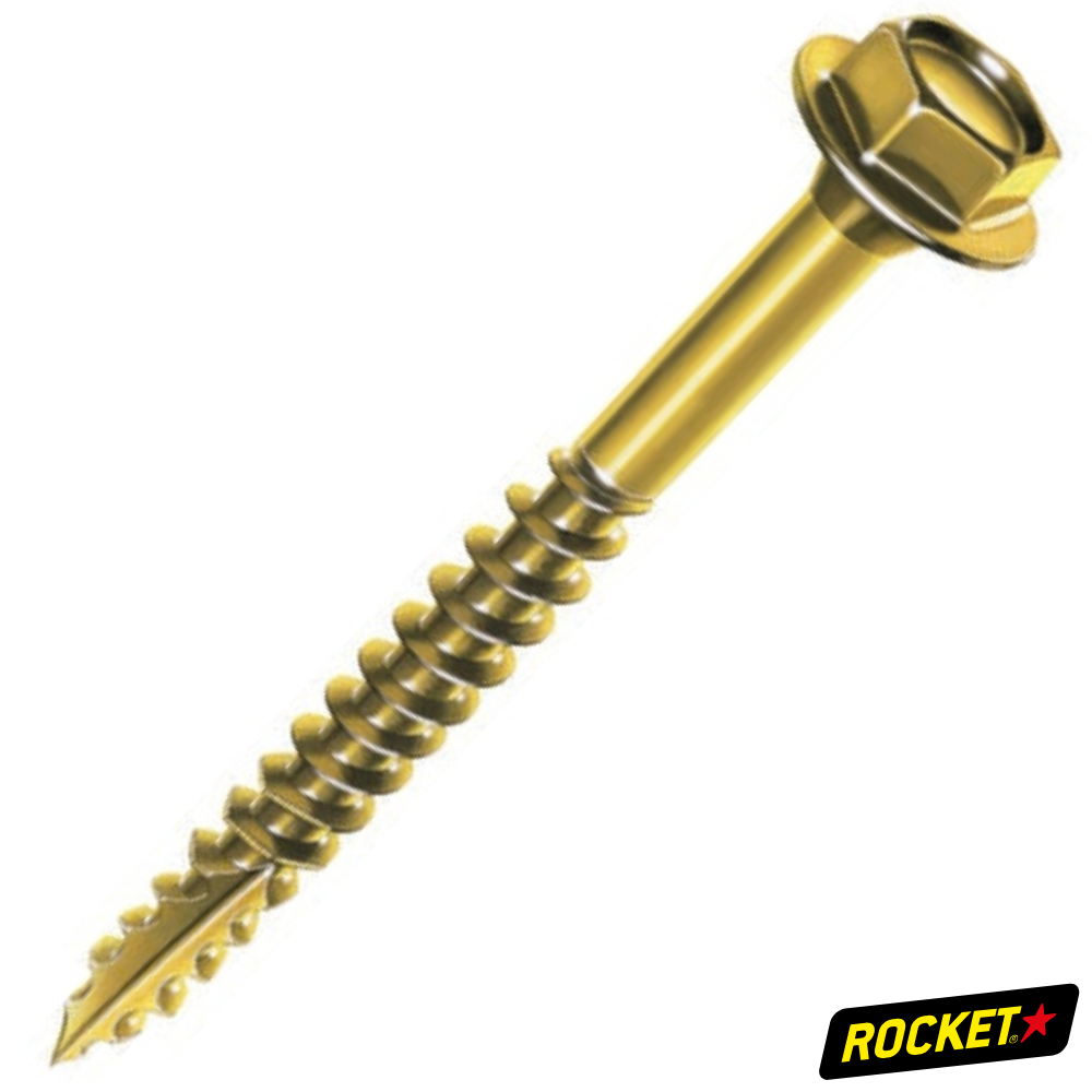Vis Bois Tirefond Rocket Tête Hexagonale avec Rondelle Acier Zingué Bichromaté