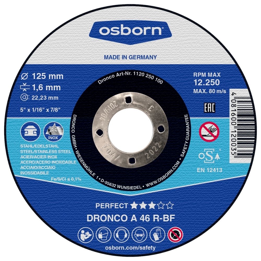 Disque à Tronçonner Plat 125x1.6x22.2 A46R Perfect