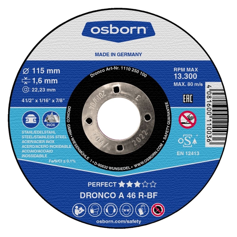 Disque à Tronçonner Plat 115x1.6x22.2 A46R Perfect