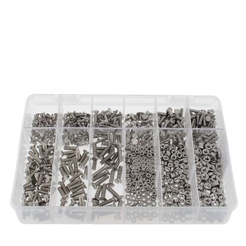 Coffret de 800 Vis Tête Fraisée DIN 963 + Écrous Inox A2